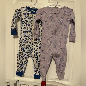Cat & Jack Kids Bodysuits - Blue Leopard and Purple Cat